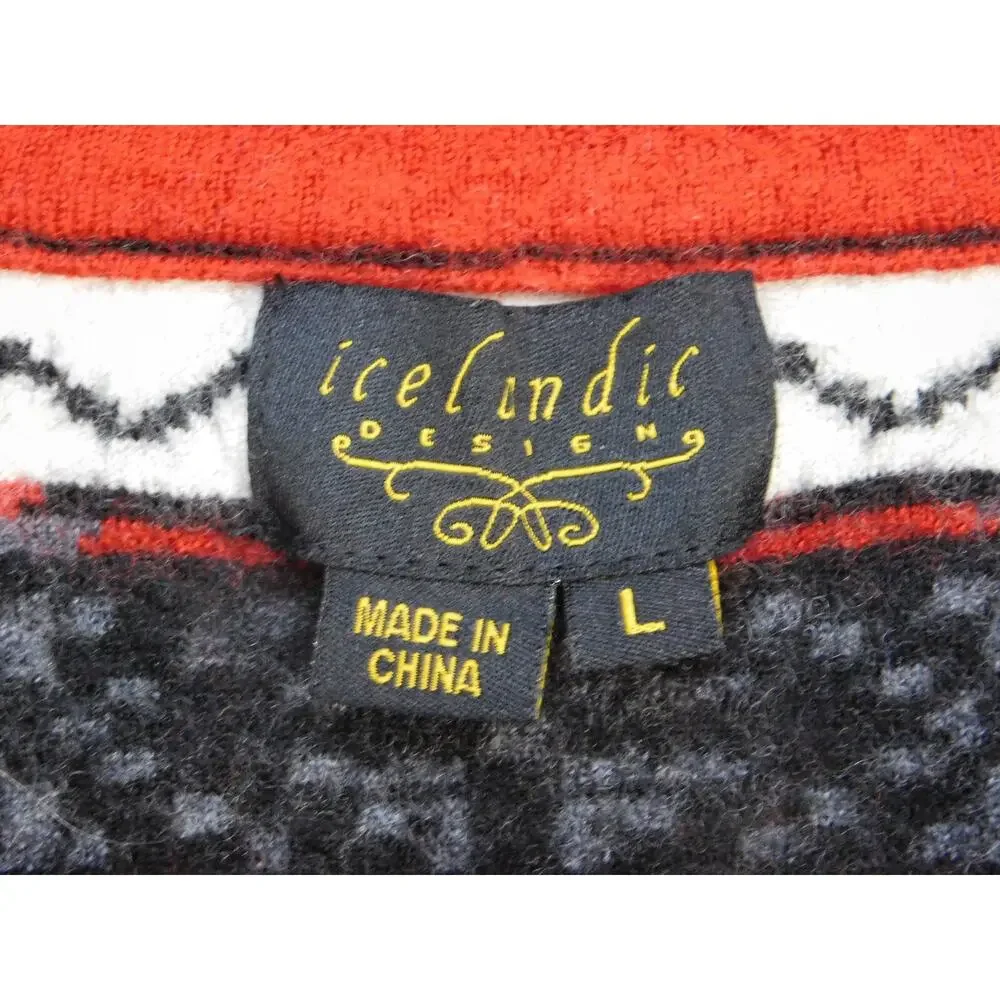 Icelandic Design Youth L Aztec Southwest Jacket Vintage Gray/Red Sweater